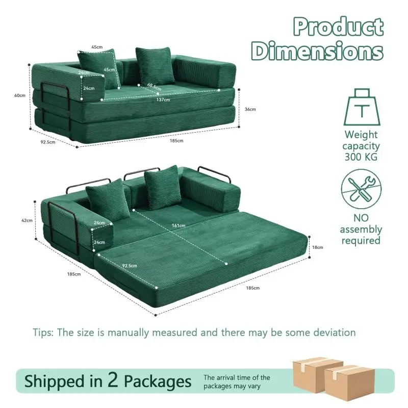 Convertible Floor Sofa Bed, Dark Green