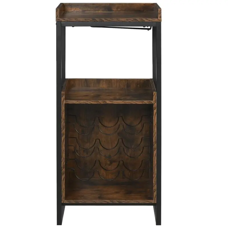 Wine Rack with Glass Holder, Brown