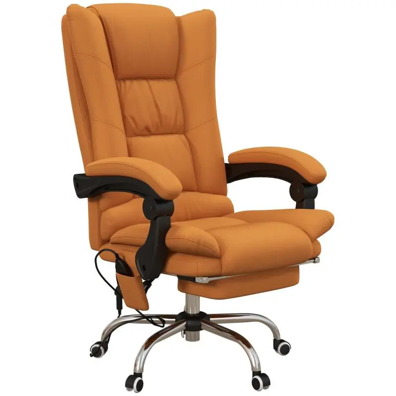 Heated Massage Office Chair with Footrest, Light Brown