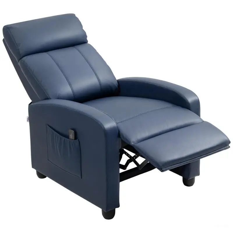 Reclining Massage Armchair with Footrest, Dark Blue