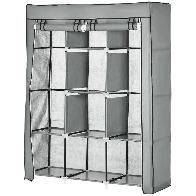Space-Saving Wardrobe with 8 Shelves and 2 Rails