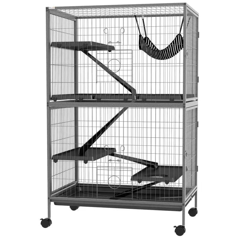 Multi-Level Rodent Cage with Hammock