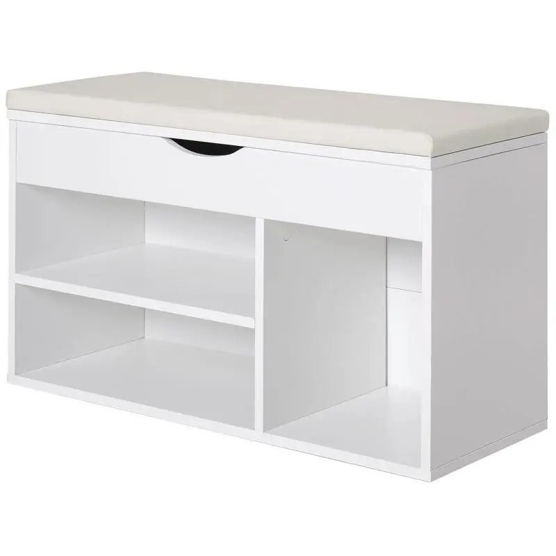 Wooden Shoe Bench with Padded Flip-Top Seat