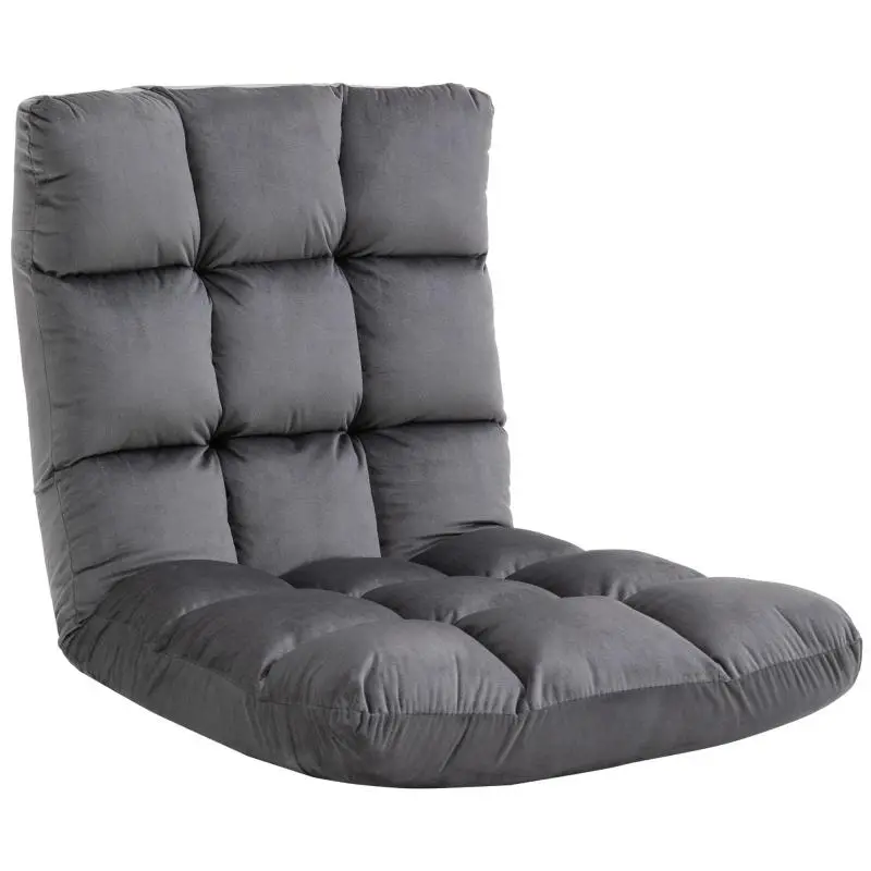 Velvet Floor Chair with Reclining Backrest