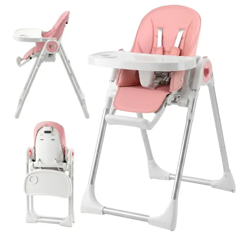 Foldable High Chair with Adjustable Height and Tray