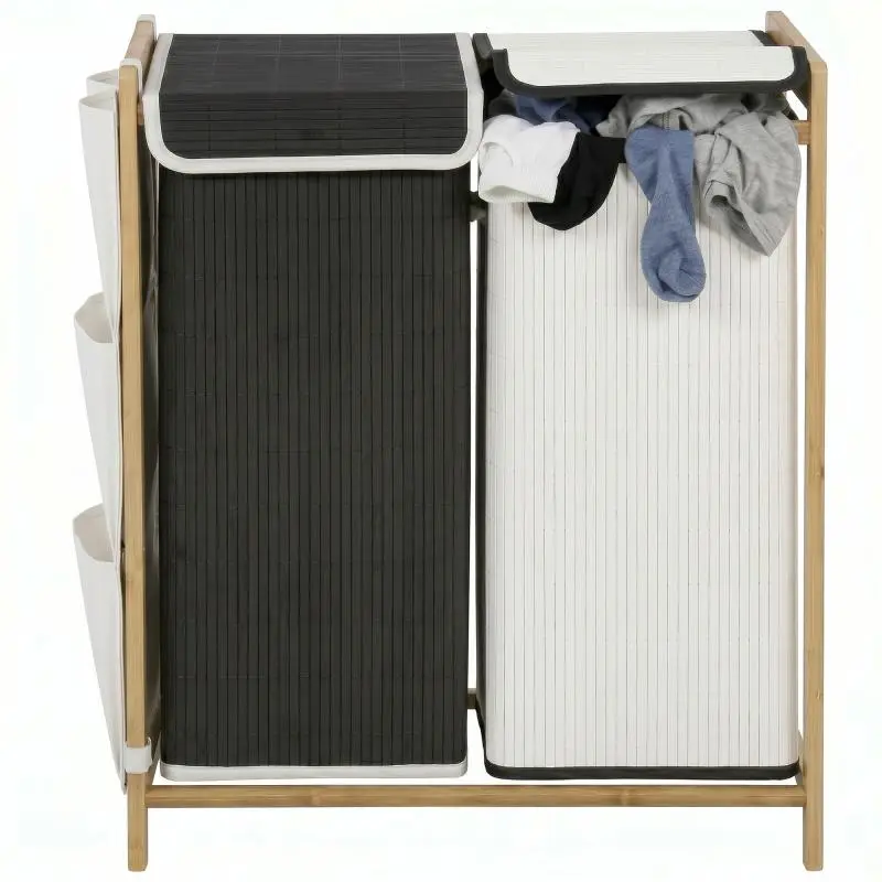 Laundry Hamper with 2 Compartments, 120L