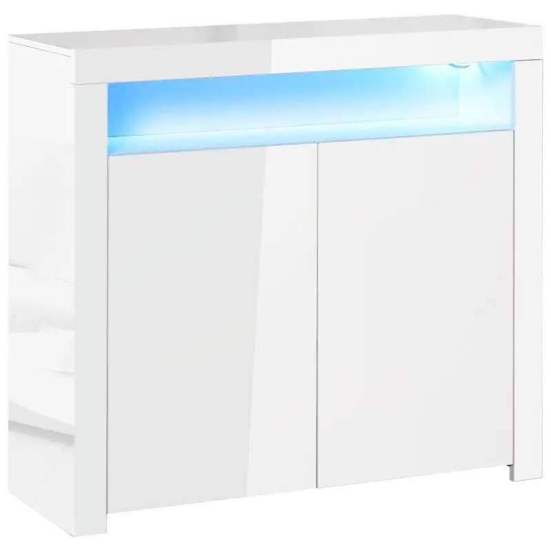 White Wooden Cabinet with LED Lights, 107 x 35 x 97 cm
