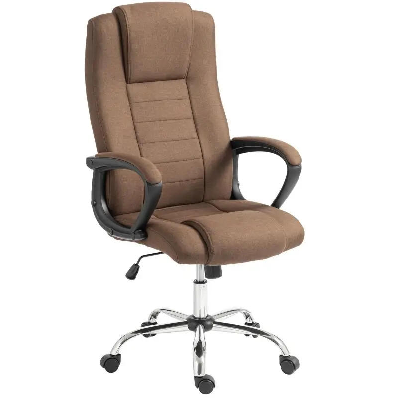 Reclining Swivel Office Chair with Headrest, Brown