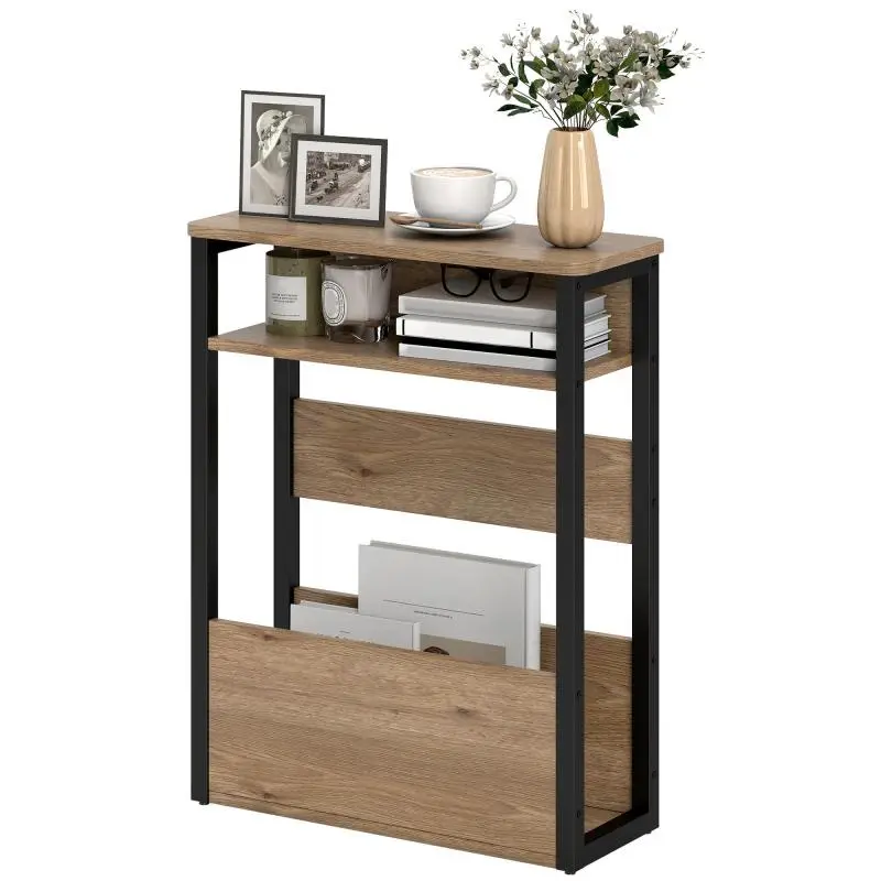 Industrial Side Table with 2 Shelves, 58.5 cm