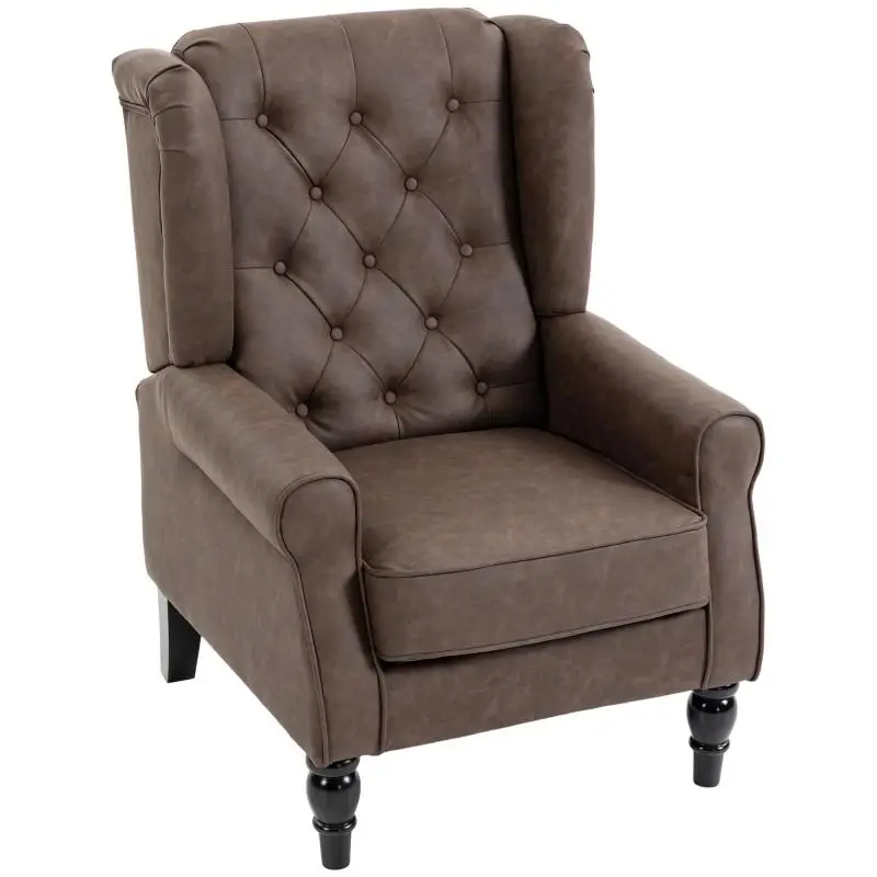 PU Leather Armchair with Wide Seat, Brown