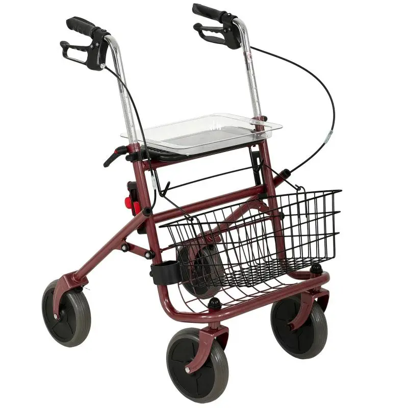 Foldable 4-Wheel Walker with Seat, Red