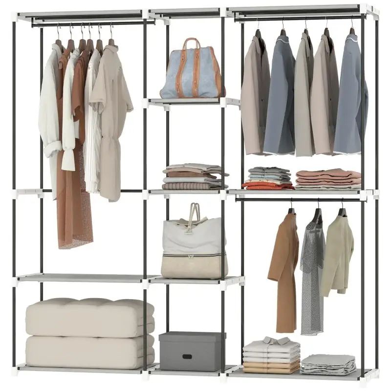 Fabric Wardrobe with Shelves, Black