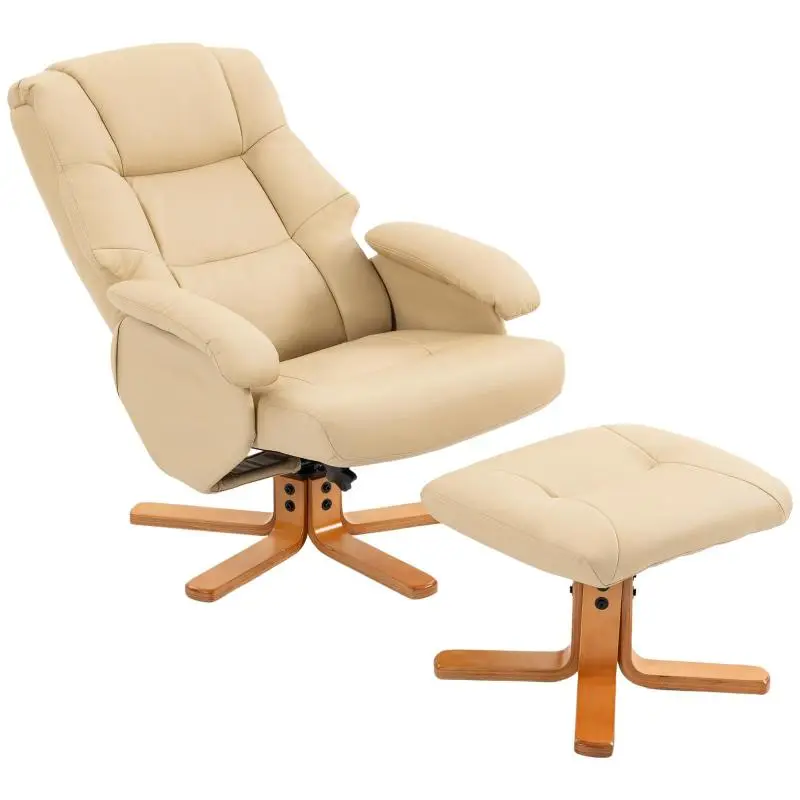 Reclining Armchair with Footrest and Swivel Base