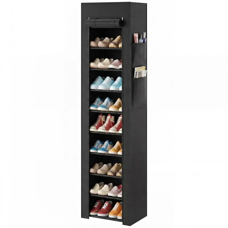10-Tier Shoe Rack with Dust Cover