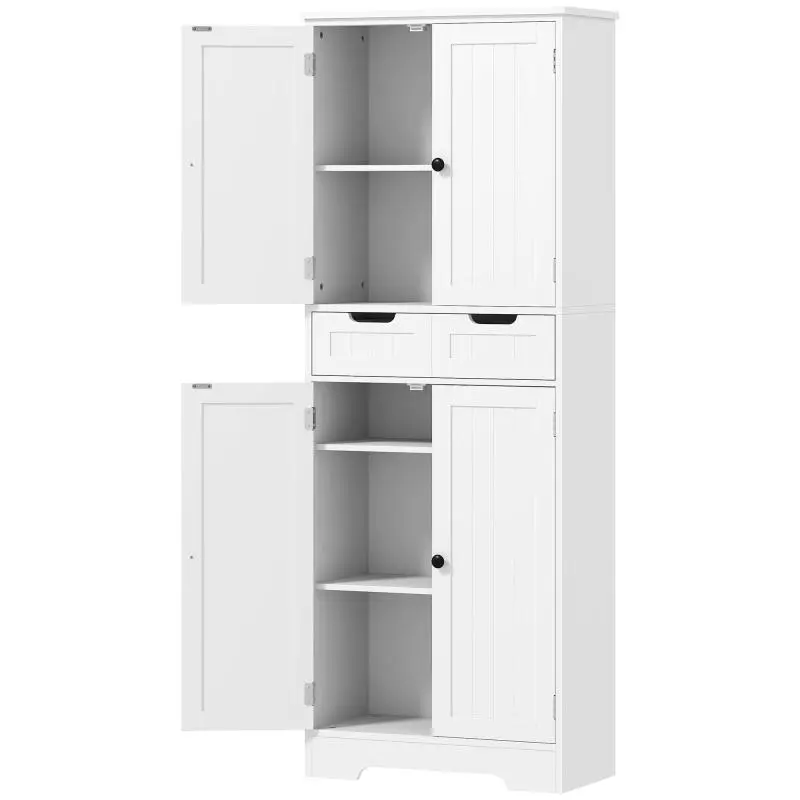 Bathroom Cabinet with Drawer and 4 Doors, White