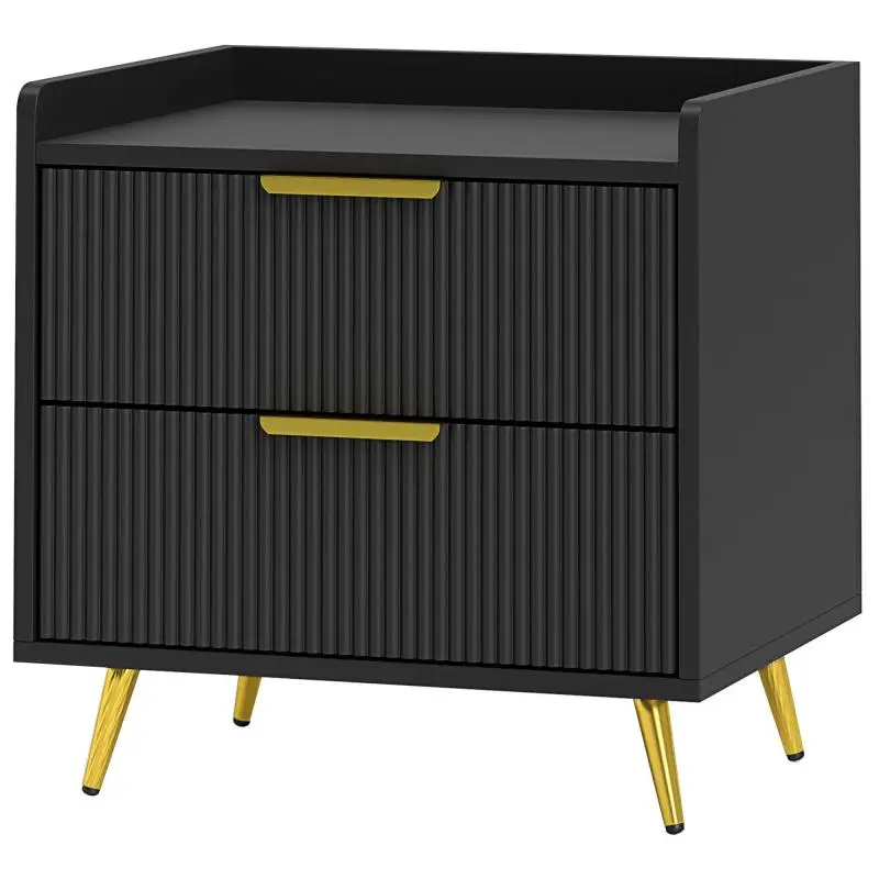 Bedside Table with 2 Drawers, 50 x 40 x 50 cm, Black