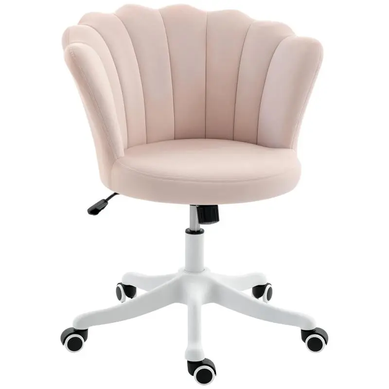 Velvet Office Chair with Petal Backrest, Pink