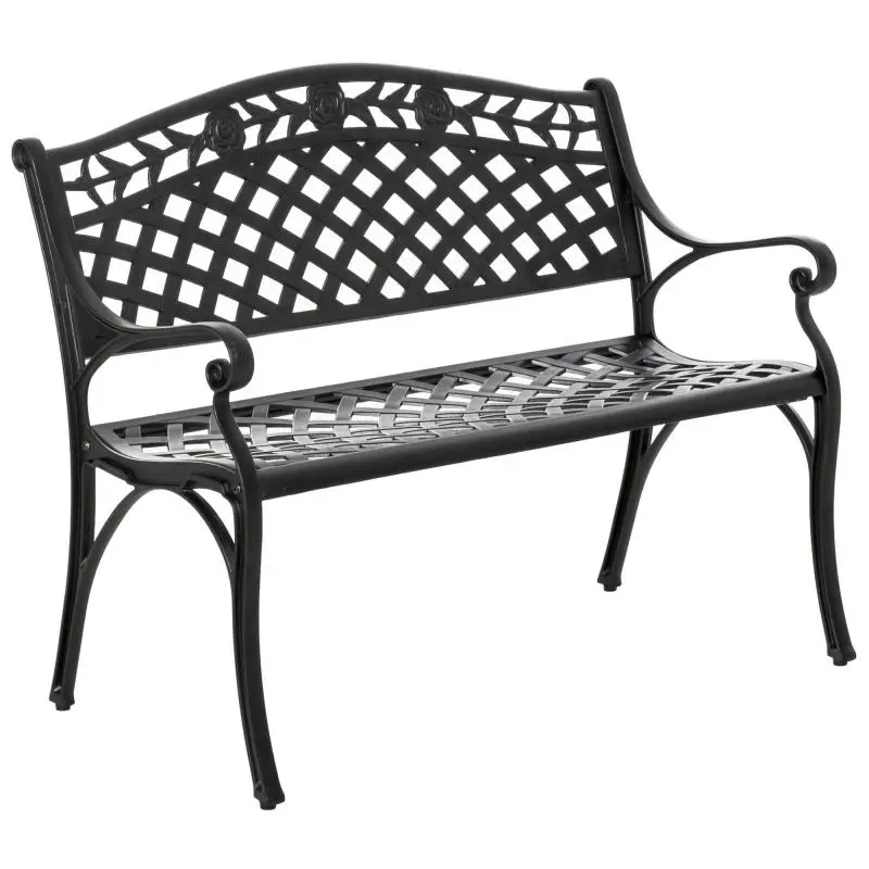 2-Seater Aluminium Garden Bench, Black