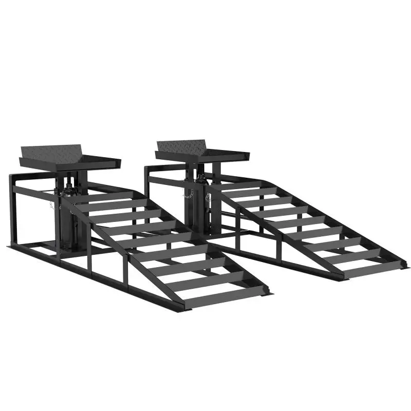 Set of 2 Height-Adjustable Hydraulic Ramps, 3 Ton