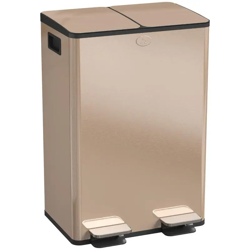 2 x 28 L Stainless Steel Kitchen Bin