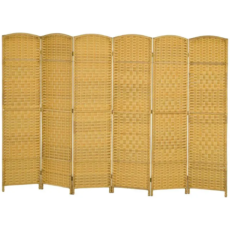 6-Panel Folding Room Divider, Natural Wood