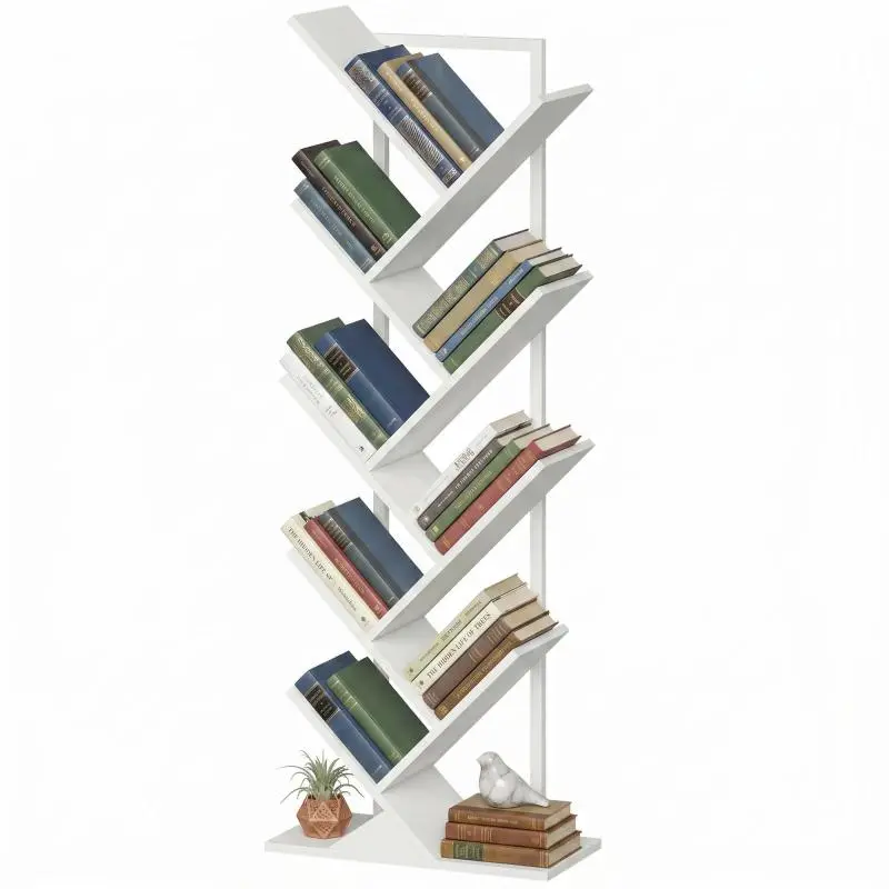 9-Tier Tree Bookshelf, White