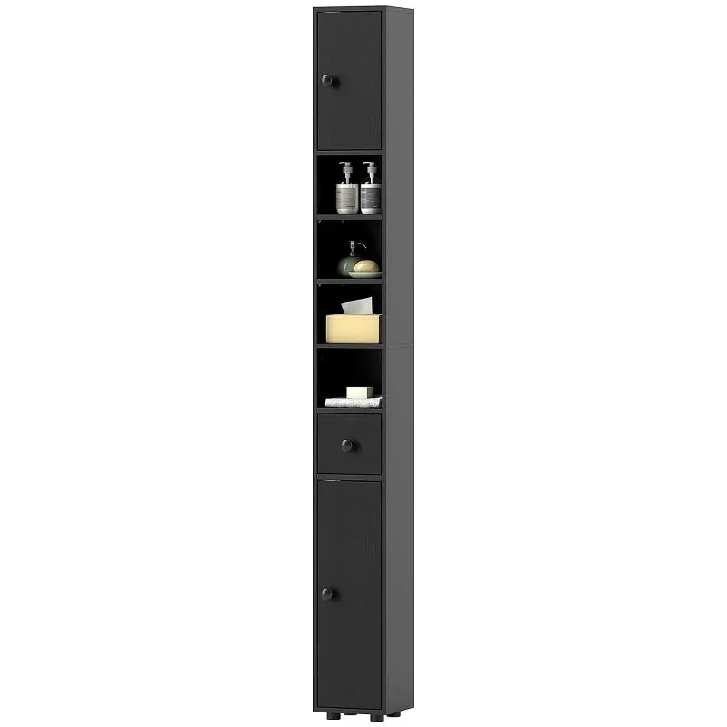 Narrow Bathroom Cabinet with 2 Doors, 180 cm