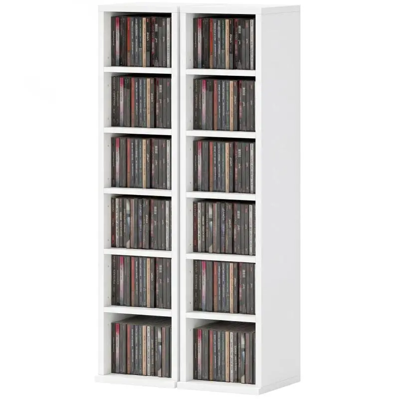 Set of 2 CD Storage Shelves, White
