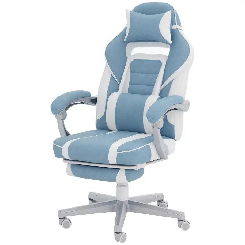 Gaming Chair with Footrest, Blue