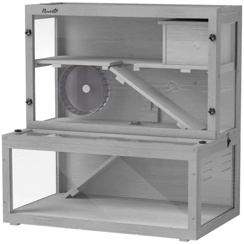 Wooden Hamster Cage, 3 Tiers, 80 × 50 × 84 cm