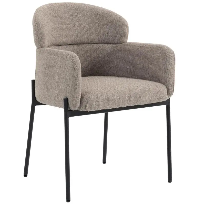 Lounge Chair with Curved Backrest, Light Brown
