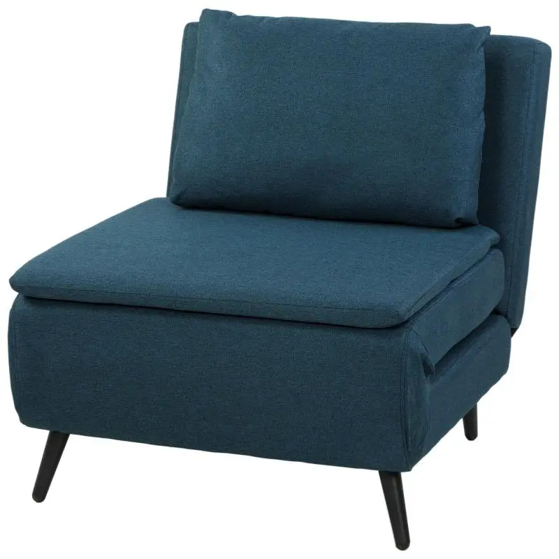 Convertible Single Chair Bed with Adjustable Backrest, Blue