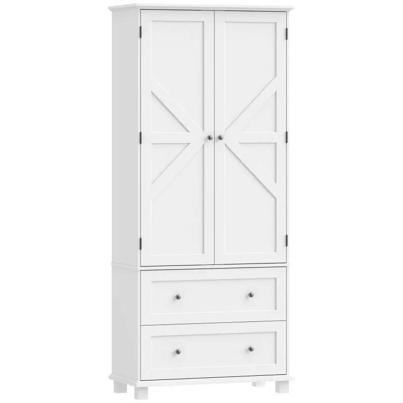 Tall Kitchen Cabinet with 2 Drawers, 80 × 39.5 × 184.5 cm