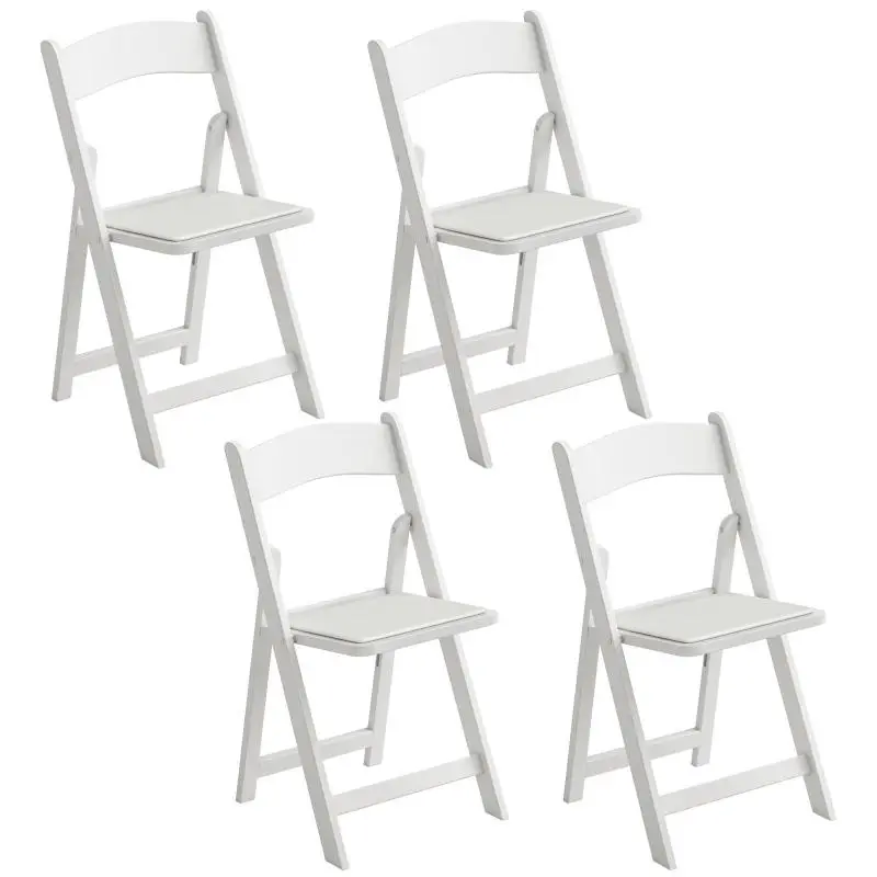 Set of 4 Folding Chairs, White, 45 x 44 x 78 cm