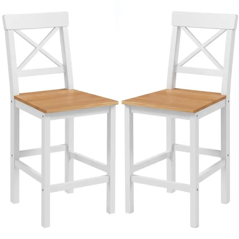 Set of 2 Bar Stools with Cross Backs