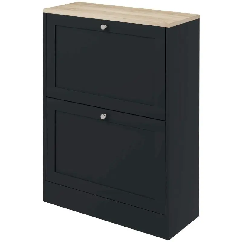 12-Pair Shoe Cabinet with 2 Tilt-Out Drawers, Black