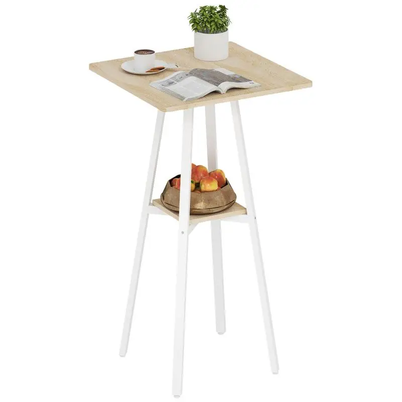 Square Bar Table with Shelf, 55 cm