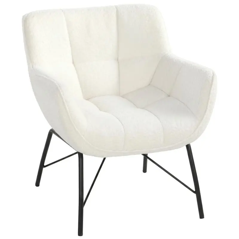 Sherpa Fleece Lounge Chair with Curved Backrest