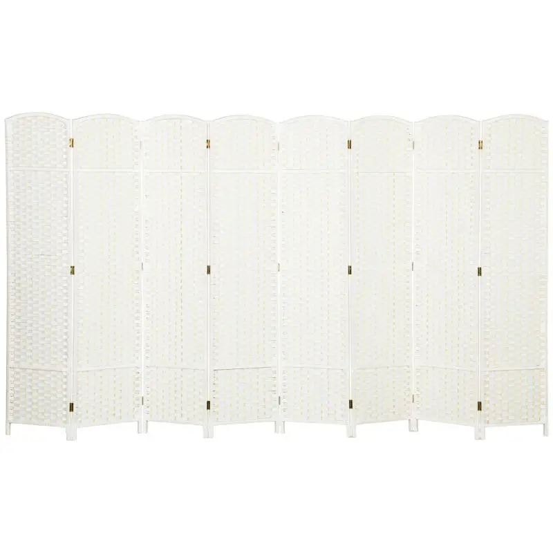 8-Panel Foldable Room Divider, White