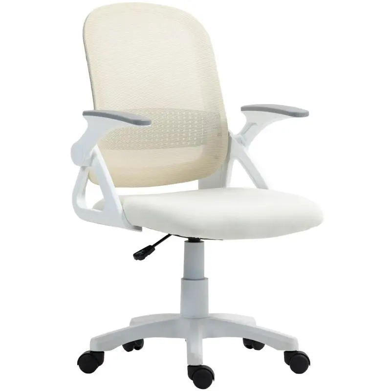 Mesh Office Chair with Flip-Up Armrests, White