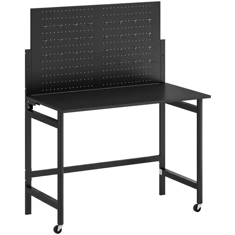 Folding Mobile Workbench with Pegboard, 115 cm