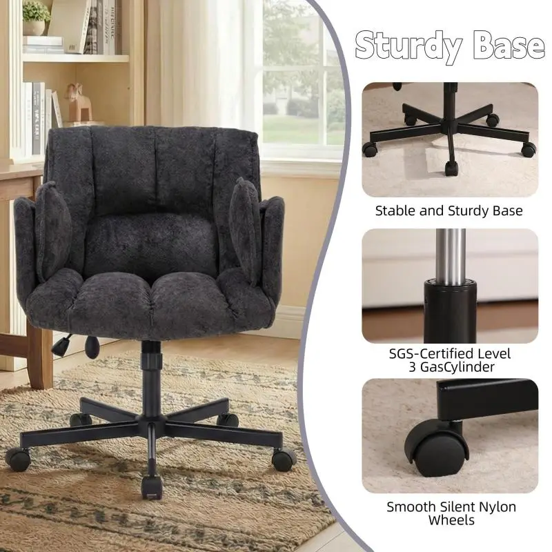 Office Chair with Foldable Armrests, Black