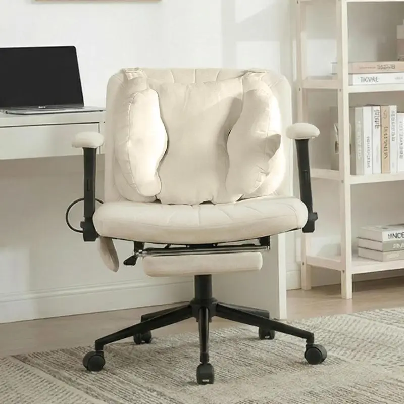 Swivel Office Chair with Footrest, Beige