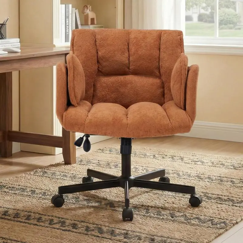 Swivel Office Chair with Foldable Armrests, Orange