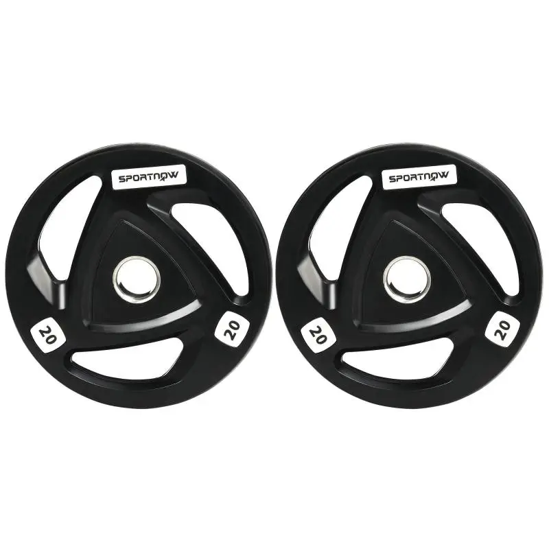 Set of 2 Rubber-Coated Steel Weight Plates, 20 kg