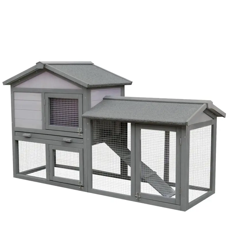 Wooden Rabbit Hutch with Enclosed Run, 147 cm