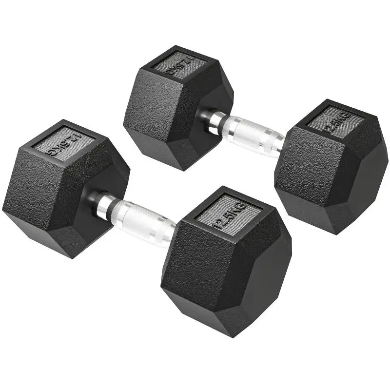 Hexagonal Dumbbells, 2 x 12.5 kg
