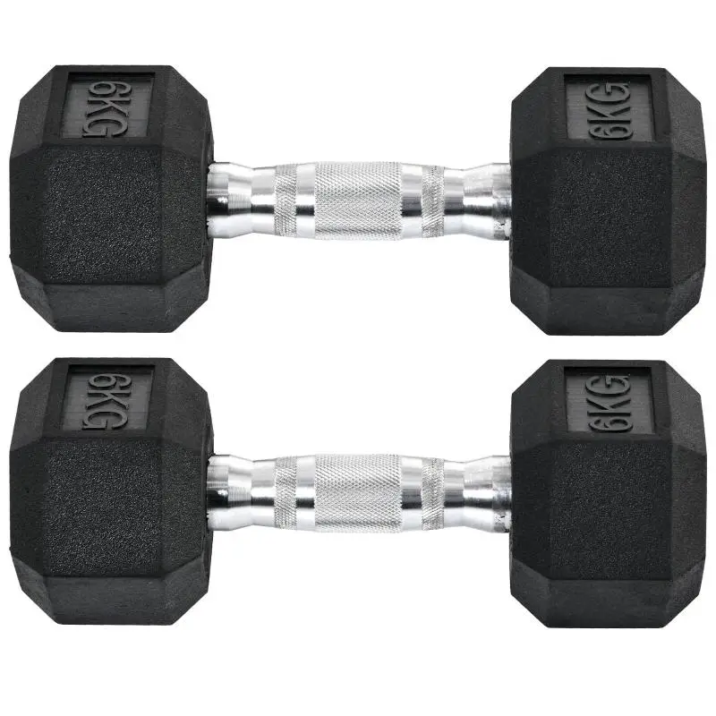 Hexagonal Dumbbells, 2 x 6 kg