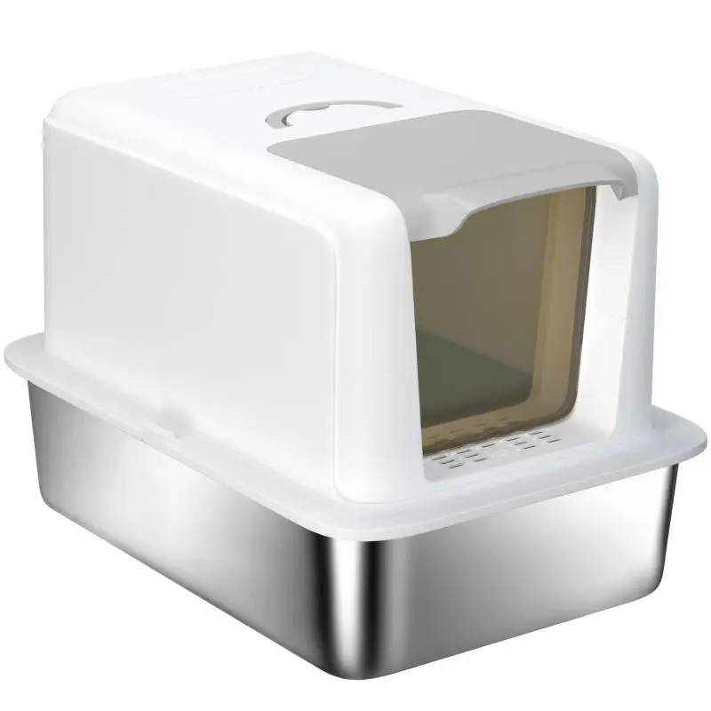 Enclosed Cat Litter Box with Steel Tray