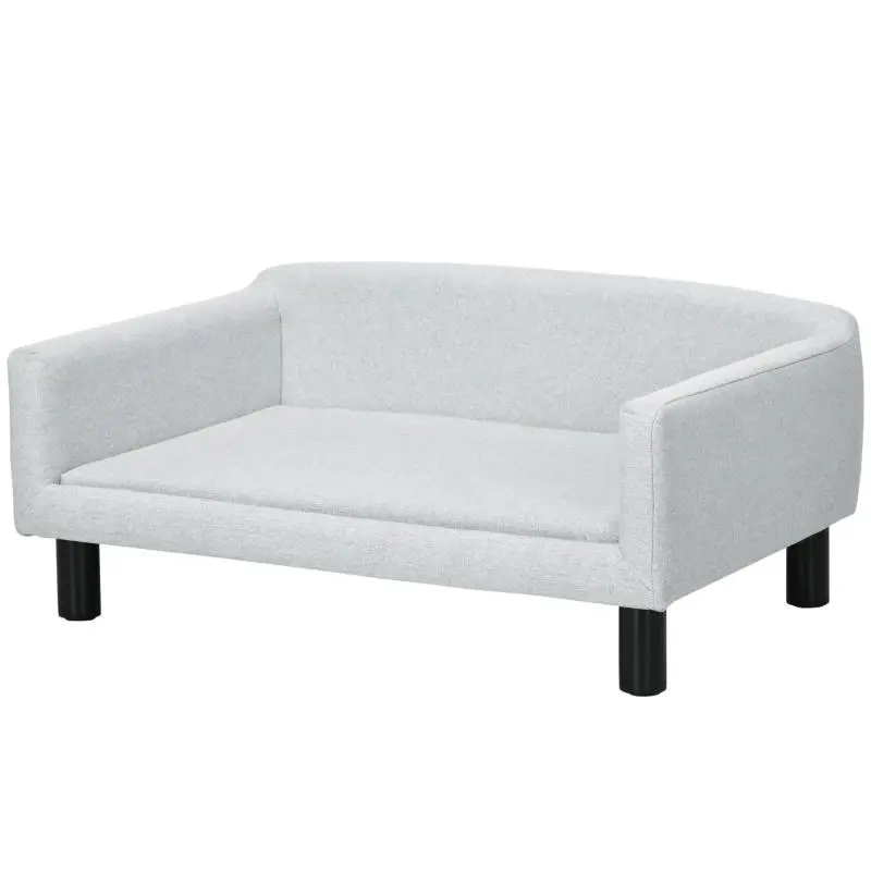 Velvet Dog Sofa for Small and Medium Dogs, Light Grey